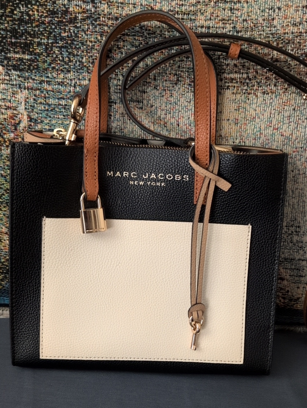 Marc Jacobs Mini Smoked Almond Tan/Brown/Cream/Black With Gold Hardware